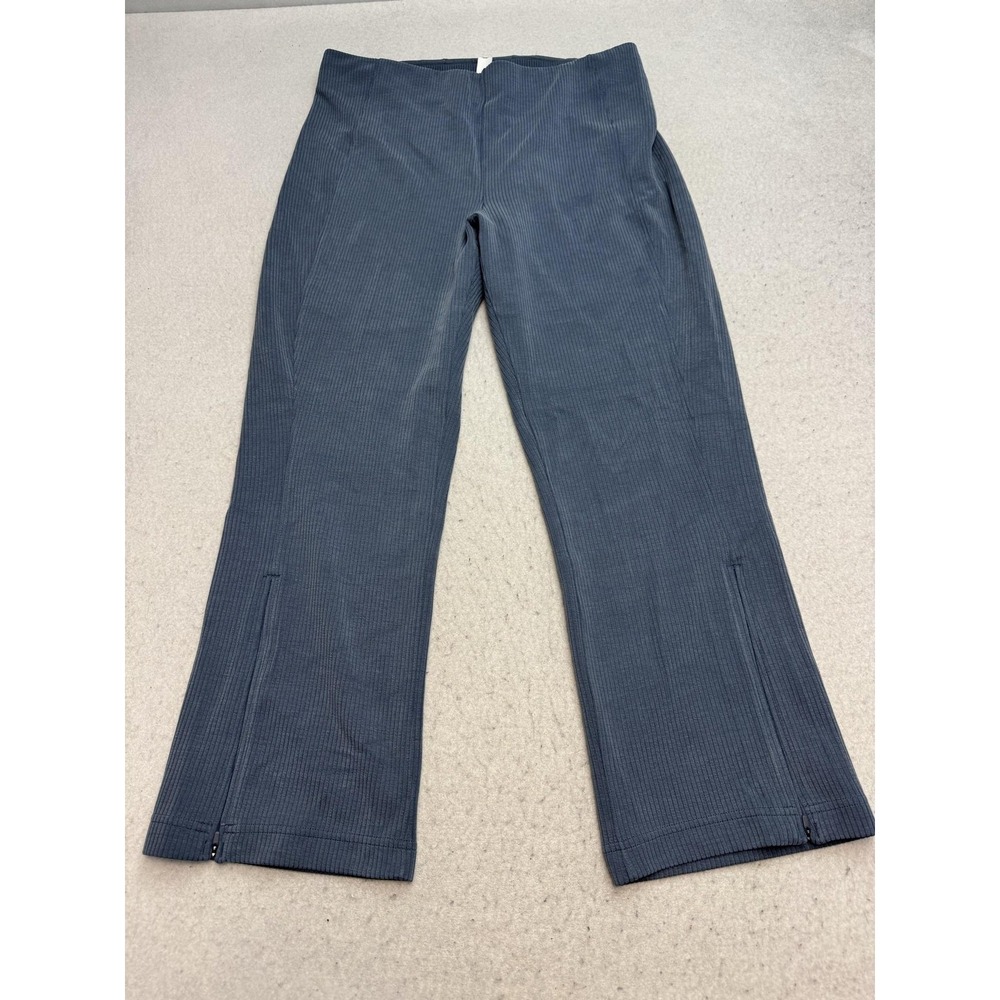 Lululemon Ribbed Softstreme Pants Womens 12 Blue Ribbed Zip Ankle Knit LW6CNW5